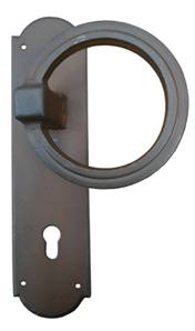 Ferramenta 63-160 Fixed Left Ring Door Pull on Plate Antique Black
