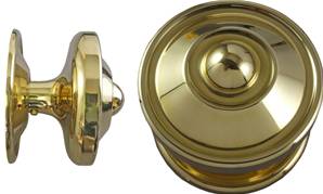 X06-820 Contemporary Round Centre Door Knob 90mm Bright Brass